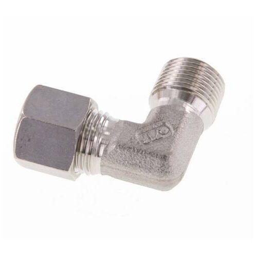 R 3/8'' mâle x 10L Raccord à compression coudé à 90 degrés en acier inoxydable 315 Bar DIN 2353