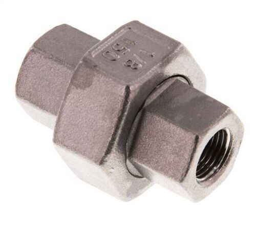 Rp 1/8'' Acier inoxydable Mamelon double 3-pièces avec joint conique 16 Bar