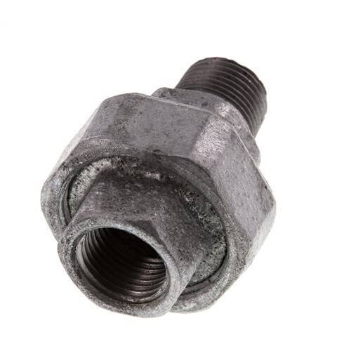 Rp 1/2'' x R 1/2'' F/M Fonte zinguée Mamelon double 3 pièces avec joint plat 25 Bar