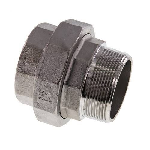 2'' NPT x 2'' NPT F/M Acier inoxydable Embout double 3 pièces avec joint conique 16 Bar