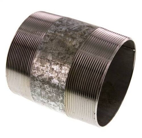 Raccord double en acier zingué R 4'' 50 Bar DIN 2982 - 120mm