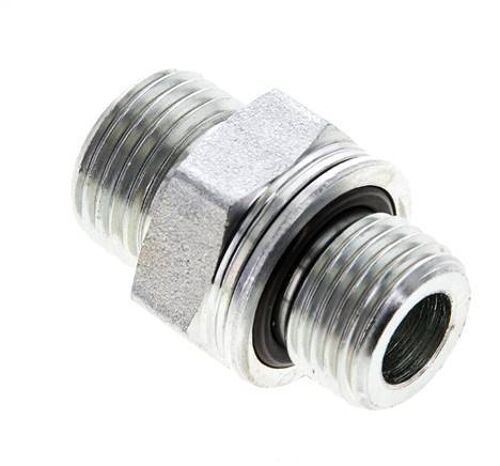 UN 11/16''-16 x M16x1.5 Embout double en acier zingué ORFS 630 Bar - Hydraulique