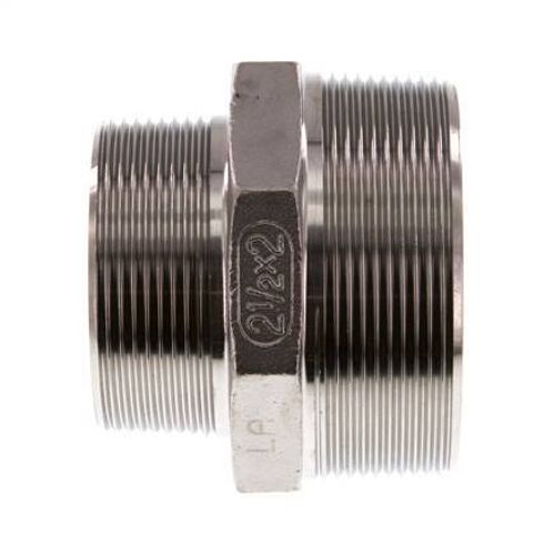 R 2 1/2'' x R 2'' Mamelon double en acier inoxydable 16 Bar