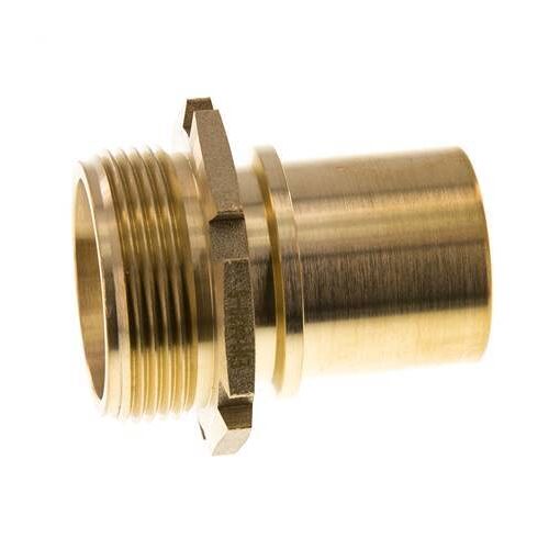 G 1 1/2'' Male x 38mm Barbe de tuyau en laiton avec collier de sécurité DIN 2817