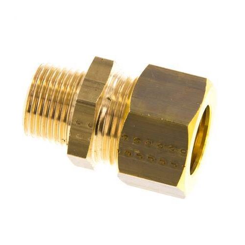 R Raccord à compression droit en laiton 3/8'' mâle x 15mm 82 Bar DIN EN 1254-2