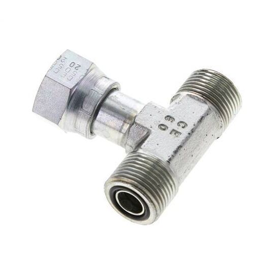 UN 13/16''-16 M/F Té en acier zingué ORFS avec écrou-raccord 630 Bar - Hydraulique
