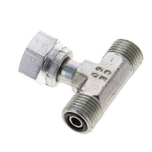 UNF 9/16''-18 M/F Té en acier zingué ORFS avec écrou-raccord 630 Bar - Hydraulique