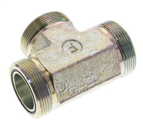 Té en acier zingué UN 2''-12 mâle ORFS 250 Bar - Hydraulique