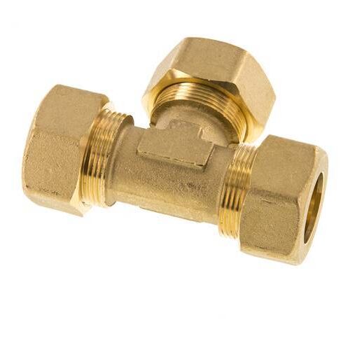 Raccord à compression en Té en laiton 22mm 54 Bar DIN EN 1254-2