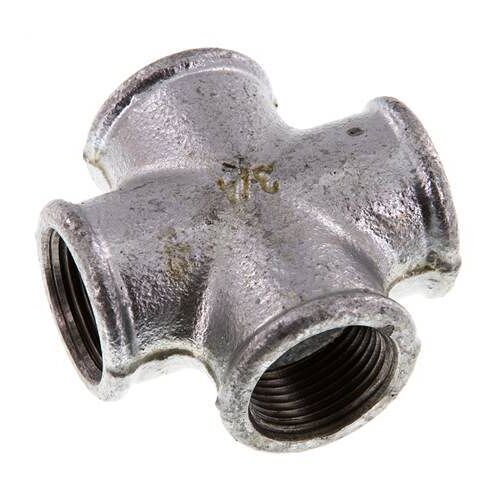 Rp 3/4'' Femelle Fonte zinguée Croix 25 Bar