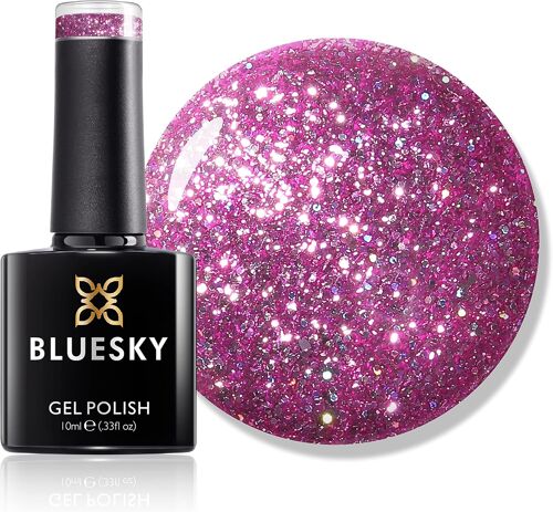 Bluesky Gel Nail Rolir, ¿¿Blouissant Gel Platinum Bdp06 - Pi¿¿Ges Roses. Paillettes Violettes, 10 Ml (N¿¿Cessite Du Durcissement Sous Uv Ou Lampe ¿¿ Led) 