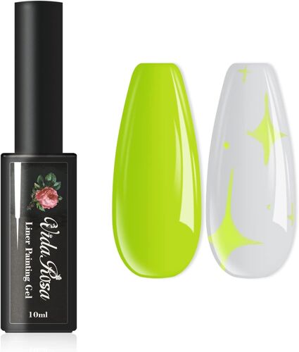 Gel Nail Liner Vernis Stylo Uv Led Peinture Gel Vernis Set Pour 3d Nail Art Diy Nail Design Pull Line Pen Nail Dessin, Vernis ¿¿ Ongles Pour Salon De Manucure, 10ml, Jaune-Vert Fluo 