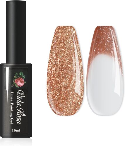 Gel Vernis ¿¿ Ongles Stylo Uv Led Peinture Gel Vernis Set Pour 3d Nail Art Diy Nail Design Pull Line Pen Nail Dessin, Vernis ¿¿ Ongles Pour Salon De Manucure, 10ml, Or Rose 