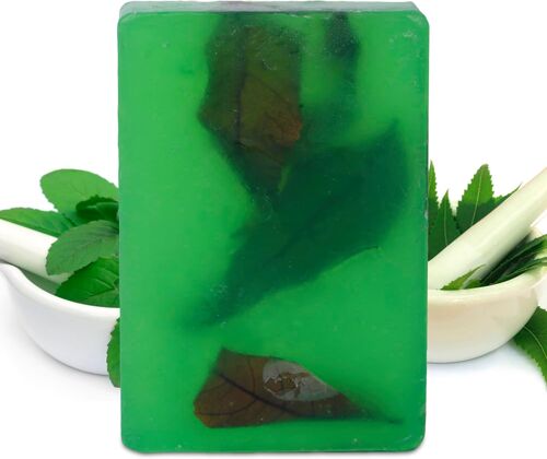 Handcrafted Savon With Neem & Tulsi | Soothing Herbs | Moisturized Skin - Traditional Ayurvedic Herbal All Skin Types - 125 Gm 