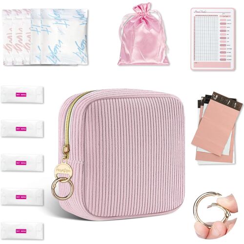 Kit Premieres Regles Jeune Fille Pochette Pour Serviettes Hygi¿¿Niques Tampons Prot¿¿Ge Slip Culotte Menstruelle Sac Rangement Organisateur Pour Serviette Hygi¿¿Nique Cadeau Femme Filles Adolescent(Rose) 