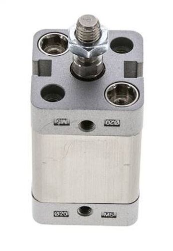 ISO 21287 Vérin Compact à Double Effet 20-20mm - Magnétique - Tige Filetée