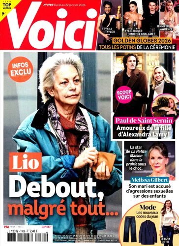 Voici N° 1989 - 16 Janvier 2026 - Lio Debout Malgré Tout / Melissa Gilbert / Golden Globes 2026, Tous Les Potins De La Cérémonie / Paul De Saint Sernin / Mode, Les Nouveaux Codes Du Jean
