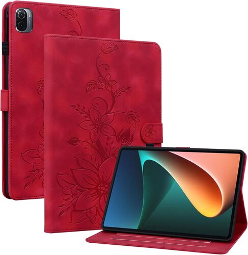 ?tui pour Xiaomi Pad 5 / Pad 5 Pro (21051182, M2105K81AC) (11 Pouces) PU Cuir Flip Coque Protection avec Support Housse Case Portefeuille Cover Impression Rouge