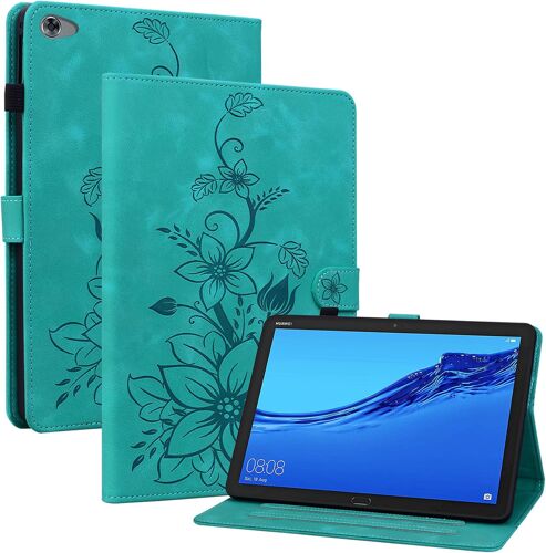 ?tui pour Huawei MediaPad M5 Lite (BAH2-L09/W09/W19/AL10) (10,1 Pouces) PU Cuir Flip Coque Protection avec Support Housse Case Portefeuille Cover Impression Vert
