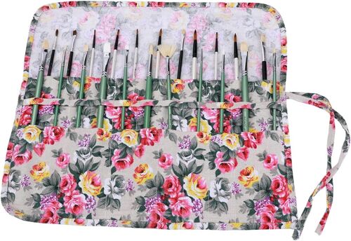 Trousse Pour Pinceaux De Peinture, Sacs Organiseurs En Tissu, Porte-Brosses Pochettes Rouleaux, 22 Poches