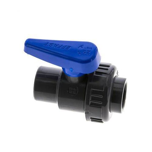 Vanne à boisseau sphérique PVC 2 voies Union Simple 25 mm Douille EPDM