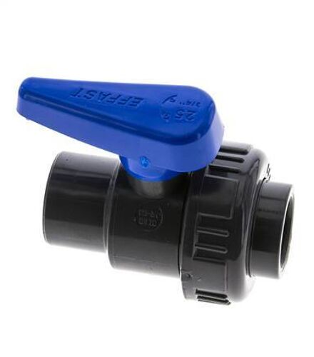 Vanne à boisseau sphérique PVC 2 voies Union Simple 25 mm Douille EPDM