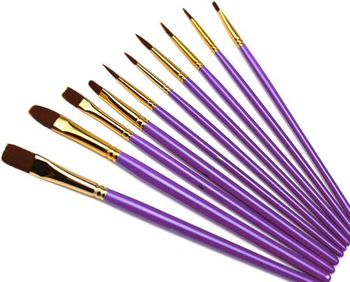 10 Pi¿¿Ces Pinceaux Peinture Acrylique,Nylon Pinceaux Artiste Plume Lisse,Pinceaux De Peinture ¿¿ L'huile,Brosse De Peinture,Cadeaux Anniversaire Pour D¿¿Butant Artiste Enfant,Violet