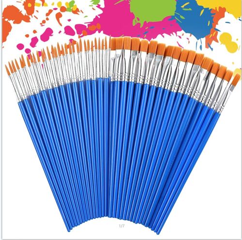 60 Pi¿¿Ces Nylon Art Ronds Plats Pinceaux Fin Set, Multifonctionnel Pinceaux Ronds Et Pinceaux Plats, Petits D¿¿Tails Pinceaux Peinture Acrylique Pour D¿¿Butants Artistes