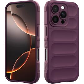 KALANKA-Coque en Silicone Compatible avec iPhone 16 Pro Max, Étui Protection Antichoc, Housse avec Protege de Camera, Doublure Douce en Tissu Microfibre Protection Complète (Violet Foncé)