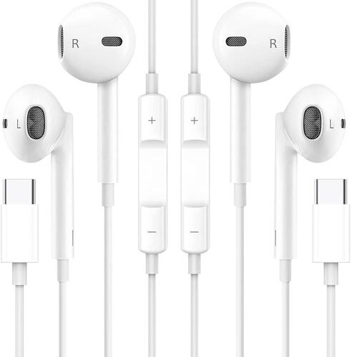 KALANKA-2 Pack Écouteurs Filaires USB-C pour iPhone 17/16/16e/15 Pro Max, Écouteurs Intra-Auriculaires Hi-Fi Stéréo USB C avec Microphone et Contrôle du Volume pour iPad, Galaxy S24 Ultra Note, Googl