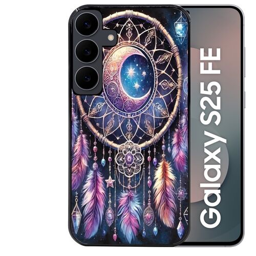 Coque noire Taperso pour Galaxy S25 FE avec motif dreamcatcher et lune