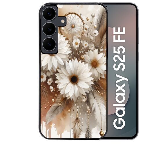 Coque noire Taperso pour Galaxy S25 FE avec motif dreamcatcher marguerite