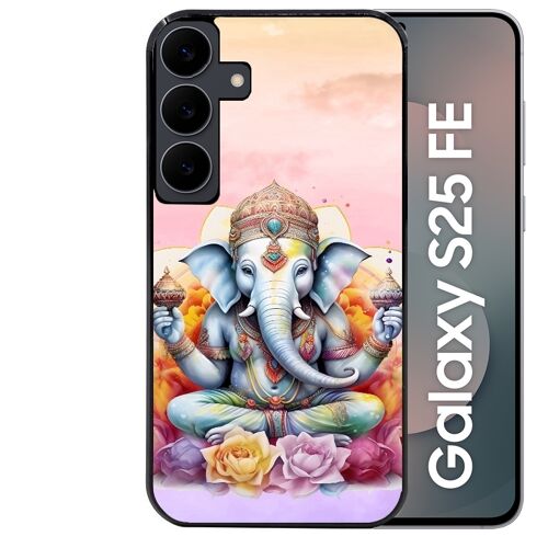 Coque noire Taperso pour Galaxy S25 FE avec motif elephant namaste