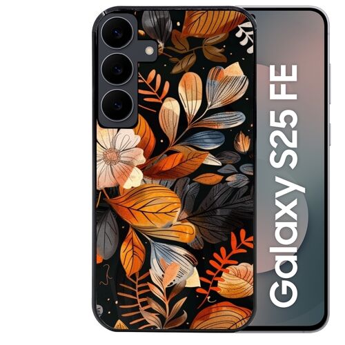 Coque noire Taperso pour Galaxy S25 FE avec motif fleur automne