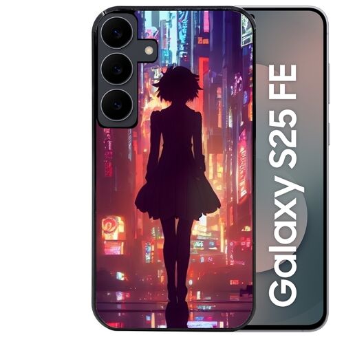Coque noire Taperso pour Galaxy S25 FE avec motif new york anime