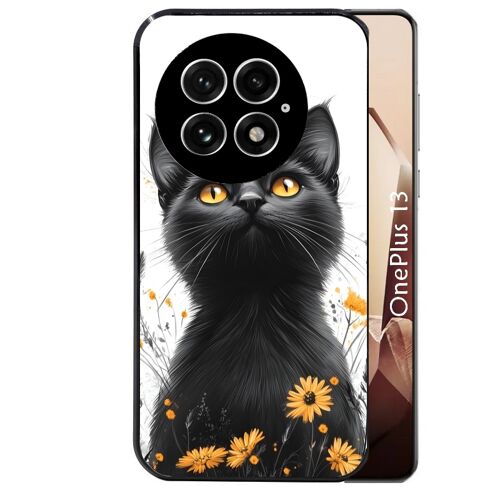 Coque noire Taperso pour OnePlus 13 avec motif chat eyes