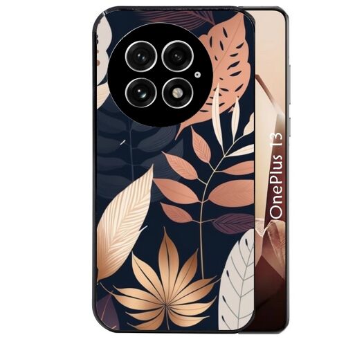 Coque noire Taperso pour OnePlus 13 avec motif jungle et feuilles