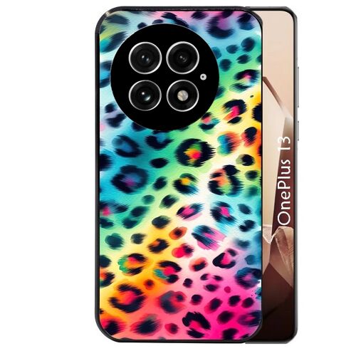 Coque noire Taperso pour OnePlus 13 avec motif leopard arc