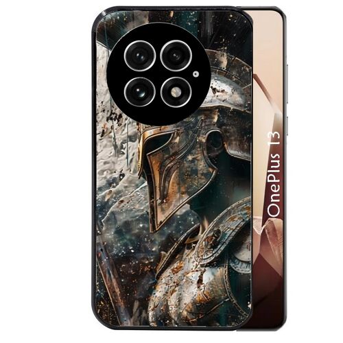Coque noire Taperso pour OnePlus 13 avec motif spartan guerrier