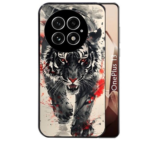 Coque noire Taperso pour OnePlus 13 avec motif tigre japan