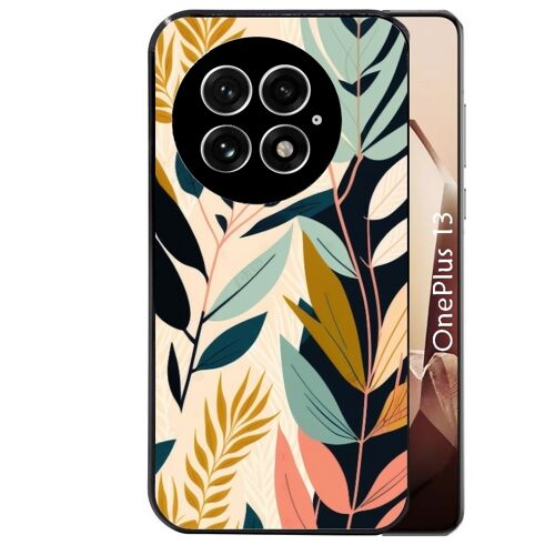 Coque noire Taperso pour OnePlus 13 avec motif vintage et fleur