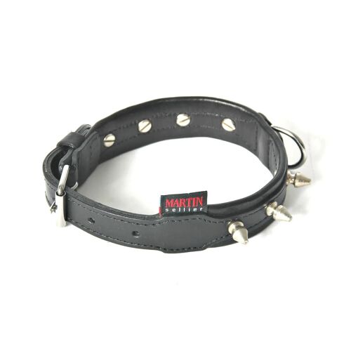 Collier Pour Chien En Cuir Vachette Clouté Martin Sellier 25/40 Cm Mixte Noir