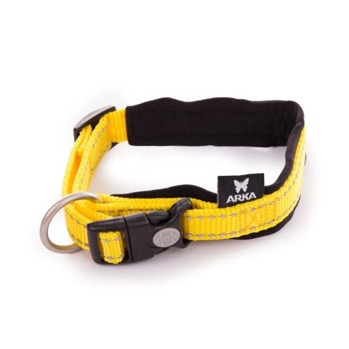 Collier Pour Chien Nylon Réglable Arka Haok S 15x30-35 Cm Mixte Jaune