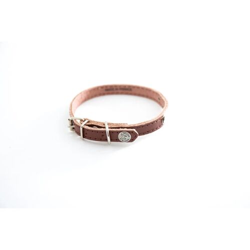Collier Pour Chien Surpiqué Avec Plaque Martin Sellier 22/47 Cm Mixte Marron