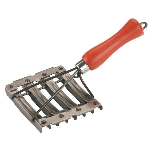 Etrille Métallique Métal/Bois 8 Rangées Dents Kerbl 11x12,5 Cm Mixte Rouge