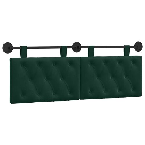vidaXL Tête de lit suspendue Vert foncé 130 x 55 x 7 cm Velours