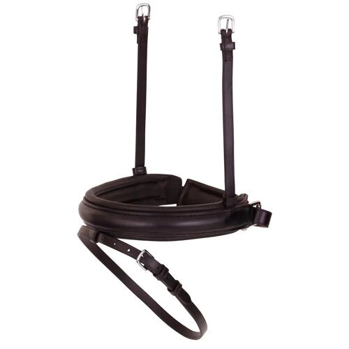 Muserolle Combinée Pour Cheval En Cuir Large Bombée Br Equitation Pull-Back Cob Mixte Noir