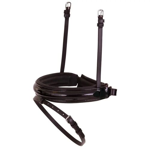 Muserolle Combinée Pour Cheval En Cuir Verni Large Br Equitation Pull-Back Laquer Full Mixte Noir