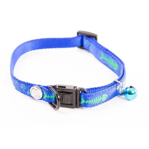 Collier Pour Chat Fish Star Nylon Martin Sellier 10x20/30 Cm Mixte Bleu