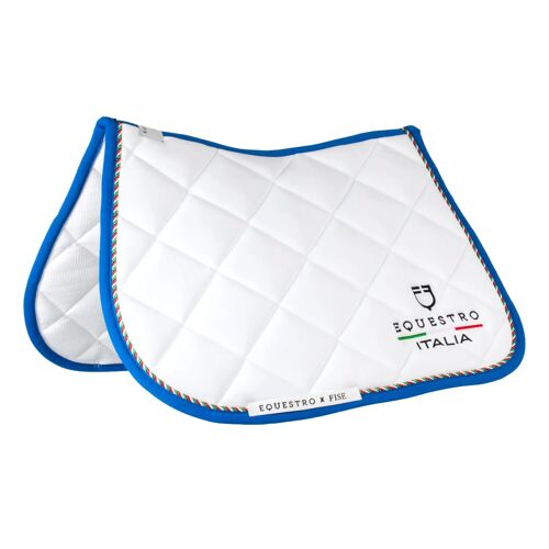 Tapis De Cso Avec Passepoil Du Drapeau Italien Equestro X Fise Full Mixte Blanc